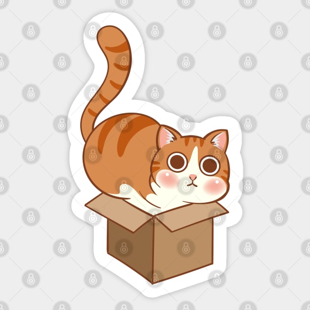 Orange cat in the box Sticker by tomodaging